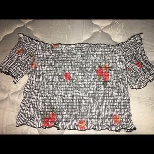 Floral black and white crop top